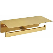 Brushed Gold Double Toilet Paper Holder with Shelf 304