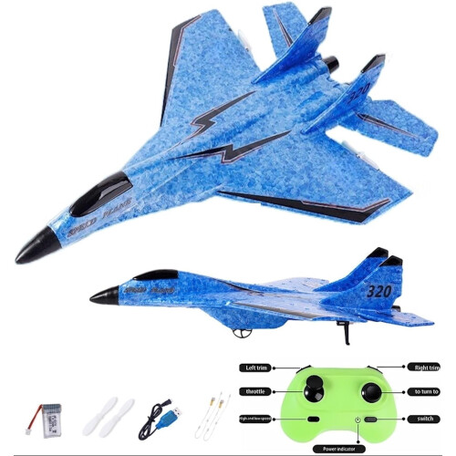 Planador RC de 2,4 GHz com luzes LED e corpo de espuma.