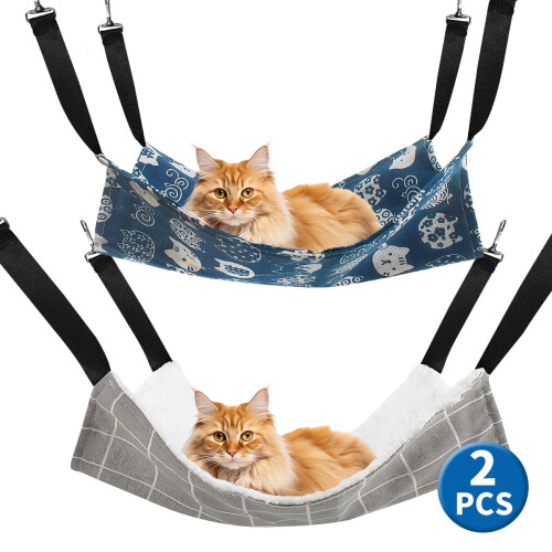 Reversible Cat Hammock for Cage Adjustable Pet Bed 2 pcs