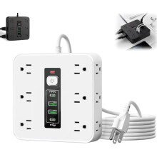Listwa zasilająca z 16 portami i przełącznikiem: 12 AC, 2 USB-C, 2 USB-A.