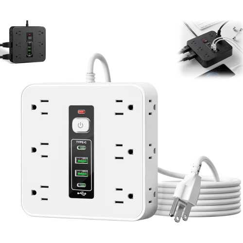 16口电源插座带开关 12个AC 2个USB-C 2个USB-A