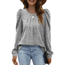 Dámské mikiny s kulatým výstřihem, skládané, s nafouknutými rukávy, tuniky, velikost S-3XL