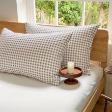 Brun gingham King-putepute 20 x 36 tommer, sett med 2