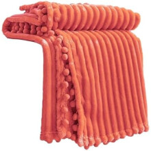 Fleece Blanket Throw 51x63", Coral – Soft, Plush, Warm, Cozy with Pompom Fringe – Compatible with Couch, Bed, Sofa