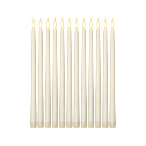 Conjunto de 12 velas cônicas de LED sem chama de 11 polegadas, alimentadas por bateria.