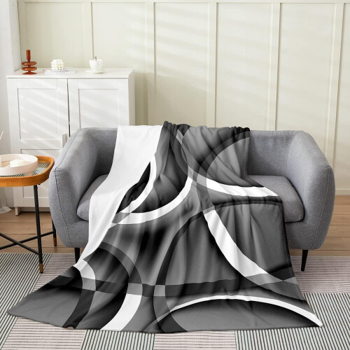Retro Circle Geometry flannel fleece tæppe 50x60 cm