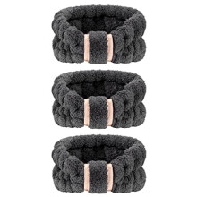 Set van 4 microvezel hoofdbanden voor gezichtsreiniging, make-up, douchen, yoga en sport – elastische badstof, zwart