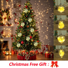 Glowing Glass Christmas Ball Ornament, Red, 11 cm
