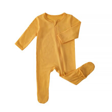 Mädchen Jungen Strampler, einfarbig, langärmelig, Rundhalsausschnitt, Reißverschluss, Baby-Freizeit-Fotoshooting-Einteiler, Orange, 0-1 Monate