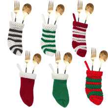 Conjunto de 6 Mini Meias de Natal Tricotadas para Decoração de Festas