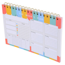 3Pièces Cahier Planning Hebdomadaire Multi Couleur Couverture Rigide