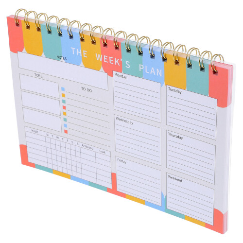 3Pièces Cahier Planning Hebdomadaire Multi Couleur Couverture Rigide
