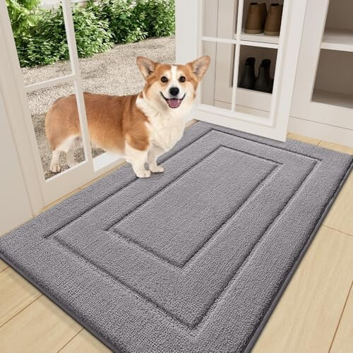 Gestreifte Polyester-Fußmatte, 36 x 24 Zoll