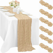 12 stuks 3 meter saliegroene kaasdoek tafelloper (89 x 305 cm), boho rustieke doorschijnende gaasstof voor bruiloft, babyshower, verjaardagsfeest