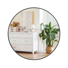 TROPOW 18" Black Round Wall-Mounted Bathroom Mirror, Vanity & Makeup Mirror – Compatible with Standard Mounting