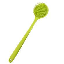 Silikonový kartáč na záda do sprchy, měkký kartáč na tělo do koupele s dlouhou rukojetí (zelený)