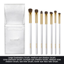 Ensemble de pinceaux de maquillage à manche en bois et poils doux, 7 pièces