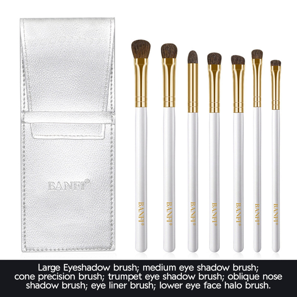 7-Pc Small Makeup Brush Set: Eyebrow & Nose Brushes, Wooden Handles, Soft Hair â Compatible with All Makeup Brands