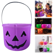 Balde de Halloween com abóbora de 15 cm (6 polegadas) para doces ou travessuras