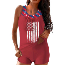 Tankini for kvinner med amerikansk flagggrafikk, 2-delt badetøysett med tanktopp og shorts, badetøy for 4. juli
