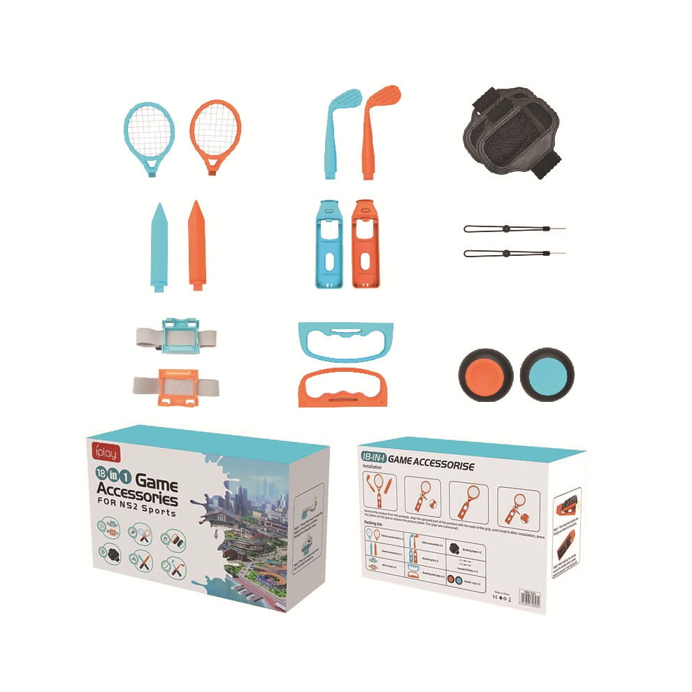 18-In-1 Motion Sports Bundle For Nintendo Switch 2 (Ns2) Â Detachable Grips, Tennis Rackets, Wrist Straps, Compatible With Switch Sports/Golf/Tennis 9377112504704