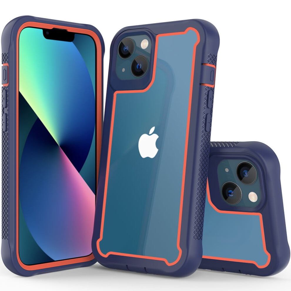 Xihaiying Iphone 13 Mini Case: Non-Yellowing, Anti-Scratch, Slim Clear Pc Back Cover (+Orange), 2-In-1 Blue/Orange 9027700939301