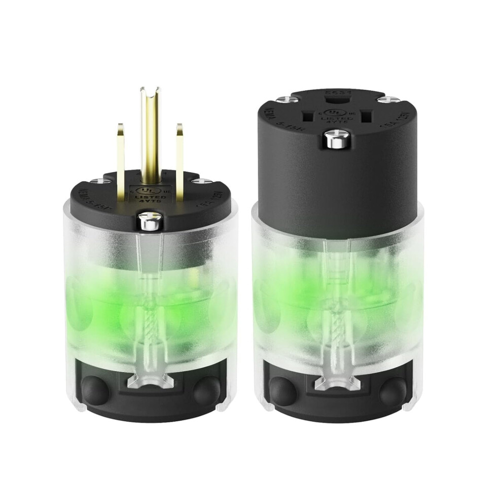 Lighted Plug And Connector Set 15A 125V Nema 5-15P/R Black 9122141313670