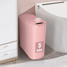 5G Motion Sensor Trash Can, Touchless Auto Lid, Slim Plastic Wastebasket for Bathroom/Office/RV – Pink