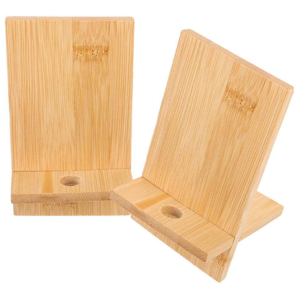 2 Pcs Wooden Cell Phone Holder Tablet Stand Work Desk Smartphone Office 9422877784035