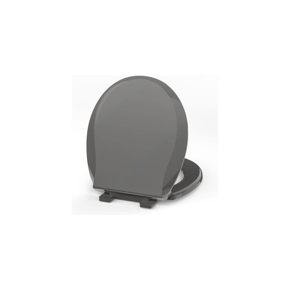 Round Toilet Seat, 16.5Inch, Soft Close Quiet, No Alam, Standard Round Universal Size, Pp Material Safe And Easy Clean, Dark Grey 9555307358497
