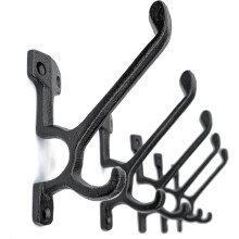Lot de 5 crochets muraux doubles en fonte, noir antique