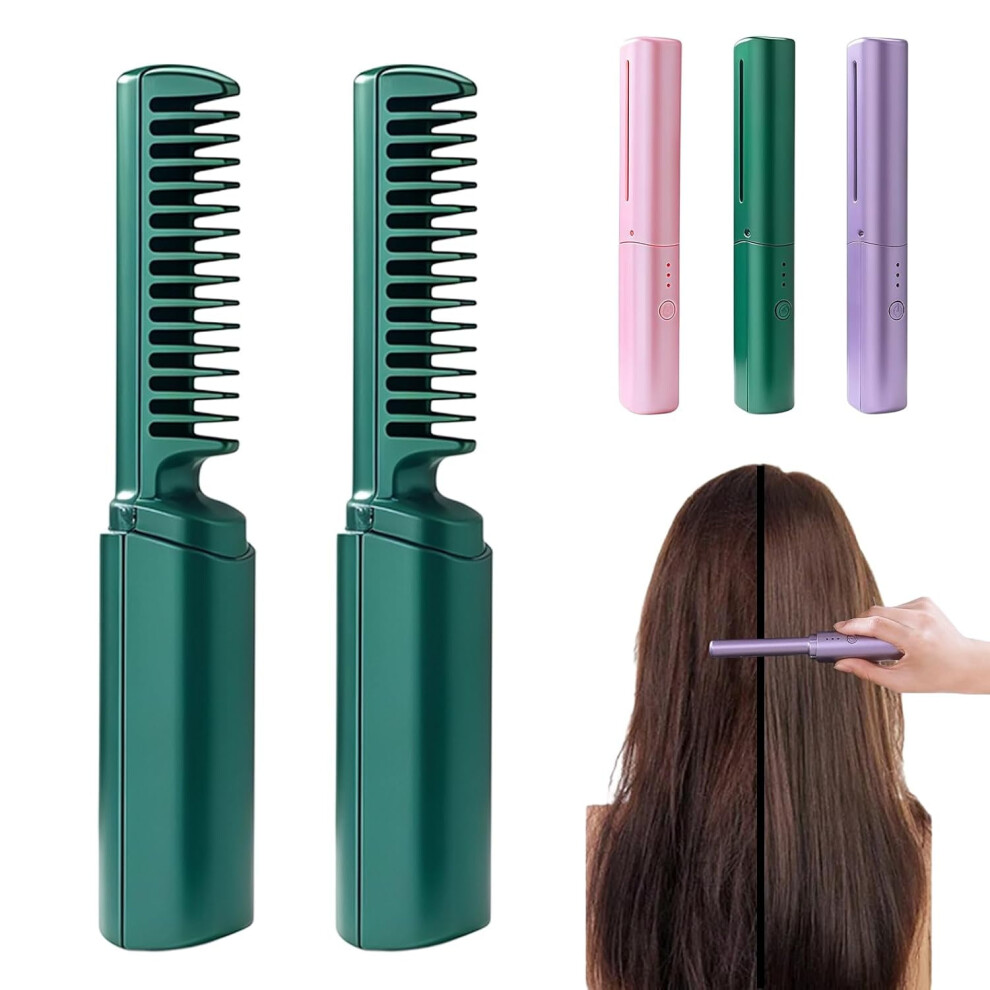 Ceramic Hairdressing Comb, Cedar & Ash, Mini 2-in-1 Cordless Touch-Up Comb for Smooth Straight or Curl â Compatible with All Hair Types