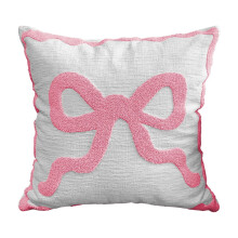 Cojín decorativo rosa con lazo para San Valentín, 45 cm.