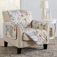 Protezione per mobili reversibile con patchwork floreale – Lavabile in lavatrice, bordo smerlato, resistente alle macchie, per cani/bambini/animali