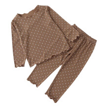 Pyjama voor meisjes en jongens: casual trui met stippen, ruches en rechte broek, tweedelige loungewear set voor kinderen van 2-12 jaar.