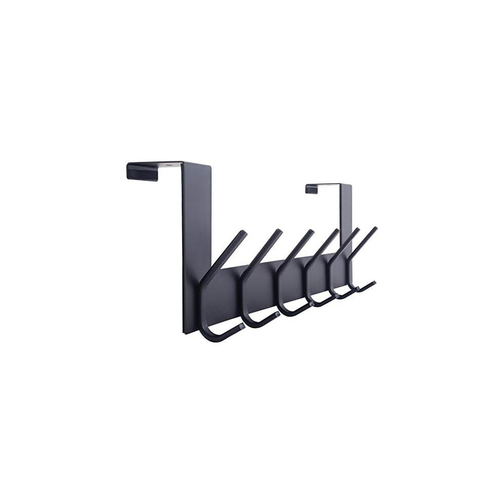 Over-The-Door Towel Rack With 6 Hooks Black 9362892727214
