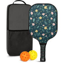 Floral Fiberglass Pickleball Paddles Set with 2 Balls & Bag, Compatible with Indoor/Outdoor Play