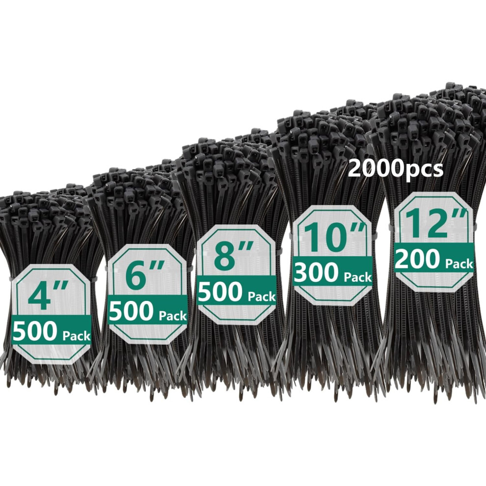 Uv-Resistant Nylon Zip Ties 4Â12 Inch 2000 Pcs 9087558834852