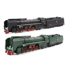 2Pcs 1/87 Retro Steam Train Locomotive Carriage Pull Back Music LED Kids Toy