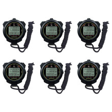 6X Digital Sports Stopwatch, 10Lap /Split Memory Stopwatch Count Down, Large Display Waterproof 12/24 Hour Clock