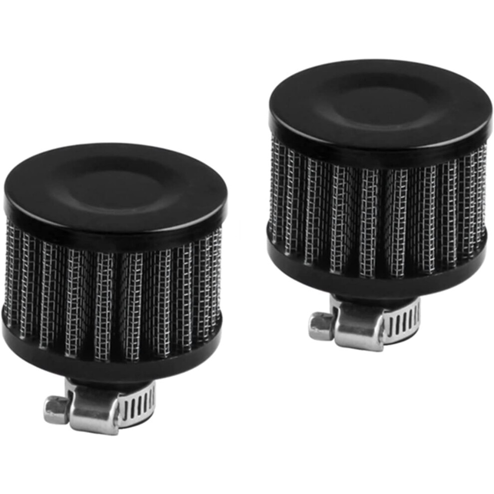 2Pcs 12Mm Air Filter Cold Air Intake Filter Breather Turbo Vent Air Intake Filter Cleaner Universal For Car And Motorcycle Black 9399596025902