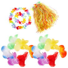 10Stk Hawaii Grass Skirt Set Mit Blumendeko Für Party Tanz