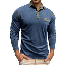 Polo Shirts for Men Casual Solid Collared Classic Long Sleeve Top Mens Loose Blouses