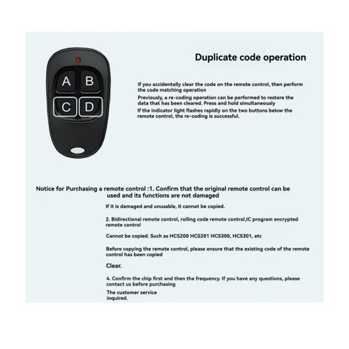 433MHz Universal Garage Door Opener Remote Control Wireless 4-Button Key Duplicator Clone Electric Gate Transmitter B 2