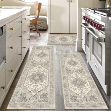 Ensemble de 3 tapis de cuisine lavables style bohème, antidérapants avec envers en caoutchouc, imperméables et résistants aux taches,