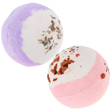 2Pcs Handmade Sea Salt Bath Ball Set with Rose Petals Aromatherapy Spa