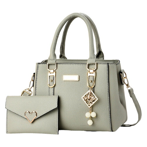 Vintage leren dameshandtas met portemonnee