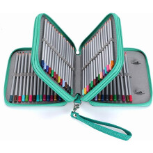 Zippered Pencil Case-Canvas 72 Slots Handy Pencil Holders for for Watercolor Pencils, Colored Pencils, Pencils (Black)