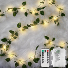 Lysfe med vinranke, batteridrevet, 33 fot, 100 LED-lys, varm hvit