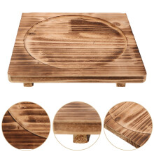 FRCOLOR Cuenco de piedra con base de madera, cacerola, bandeja, tapete de madera, salvamanteles para olla caliente, salvamanteles de madera,